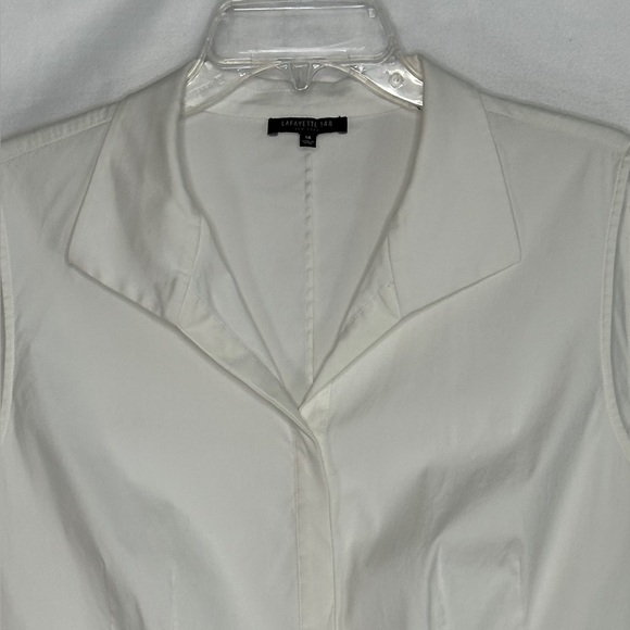 Lafayette 148 White Button Down Blouse Sleeveless Sz 14 - Picture 7 of 7